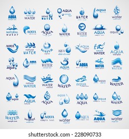 Water And Drop Icons Set - Isolated On Gray Background - Vector Illustration, Graphic Design Editable For Your Design