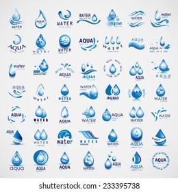 Water And Drop Icons Set - Isolated On Gray Background - Vector Illustration, Graphic Design Editable For Your Design