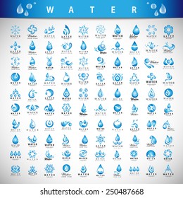 Water And Drop Icons Set - Isolated On Gray Background - Vector Illustration, Graphic Design Editable For Your Design