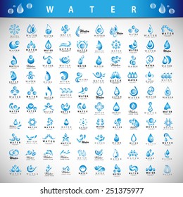 Water And Drop Icons Set - Isolated On Gray Background - Vector Illustration, Graphic Design Editable For Your Design