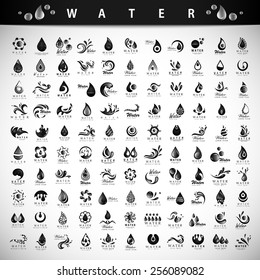 Water And Drop Icons Set - Isolated On Gray Background - Vector Illustration, Graphic Design Editable For Your Design