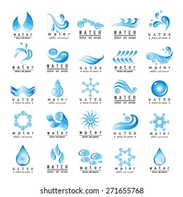 Water And Drop Icons Set - Isolated On White Background - Vector Illustration, Graphic Design Editable For Your Design