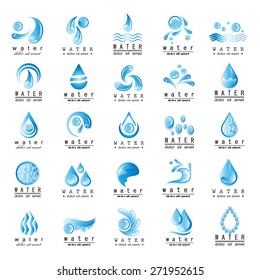 Water And Drop Icons Set - Isolated On White Background - Vector Illustration, Graphic Design Editable For Your Design