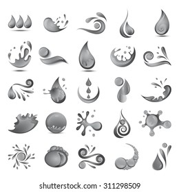Water And Drop Icons Set - Isolated On White Background - Vector Illustration, Graphic Design Editable For Your Design