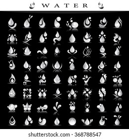 Water And Drop Icons Set - Isolated On Background - Vector Illustration, Graphic Design Editable For Your Design