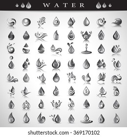 Water And Drop Icons Set - Isolated On Background - Vector Illustration, Graphic Design Editable For Your Design