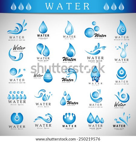 Water And Drop Icons Set - Isolated On Gray Background - Vector Illustration, Graphic Design Editable For Your Design