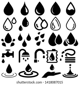 Water And Drop Icons Set. Drop vector icon. Water symbol illustration.