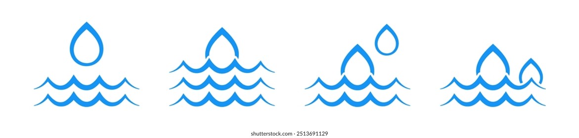 Water drop icons. Simple water droplet symbols
