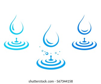 water drop icons splash set on white background