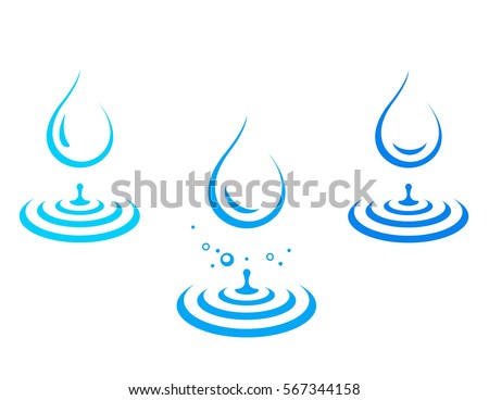 water drop icons splash set on white background