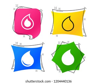 Water drop icons. Tear or Oil drop symbols. Geometric colorful tags. Banners with flat icons. Trendy design. Water drop vector