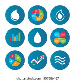 Water drop icons. Tear or Oil symbols.