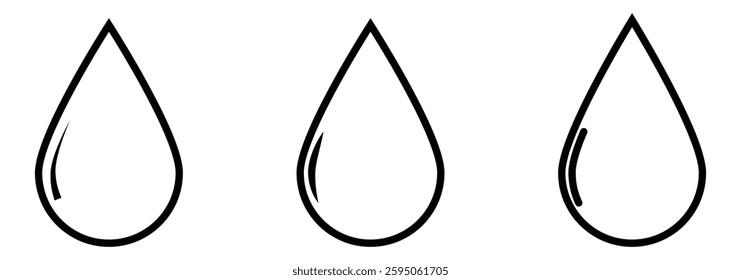 Water drop icons vector in blue color. Oil shape icon vector isolated. Blood icon symbol silhouette.  Flat droplet logo shapes collection. Rain drop icon. Design eps 10