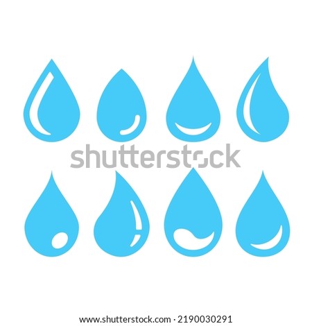 Water drop icons. Vector drops set