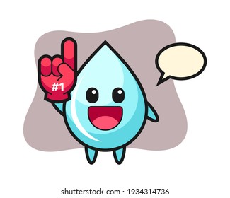 Water drop illustration cartoon with number 1 fans glove