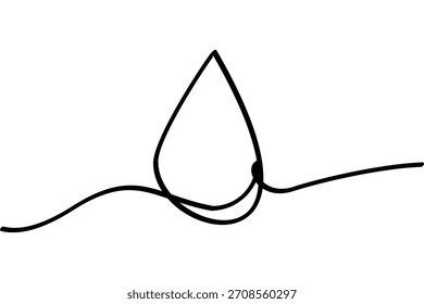 Ilustração de gota de água com design de linha contínua. Design de linha abstrata interessante.
