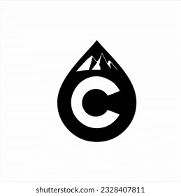 Water drop illustration logo design with iceberg and letter C.