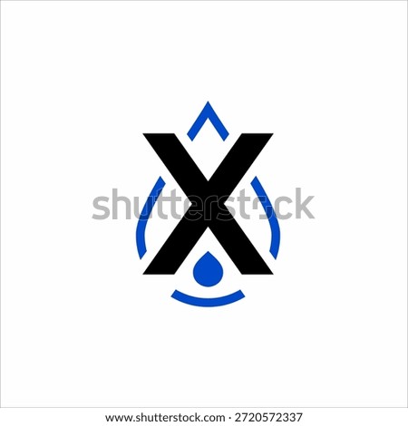 Water drop illustration logo design with letter X.