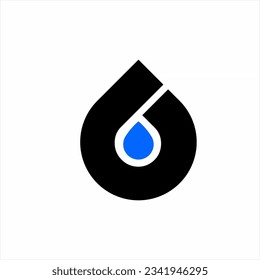 Water drop illustration vector logo design form abstract letter I D with number 6 in negative space.