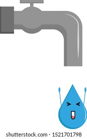Caída de agua, ilustración, vector sobre fondo blanco.