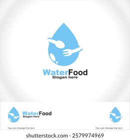 Water drop image logo with cutlery elements.
