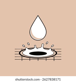 Água gota impactando superfície gerando splash ilustração design minimalista
