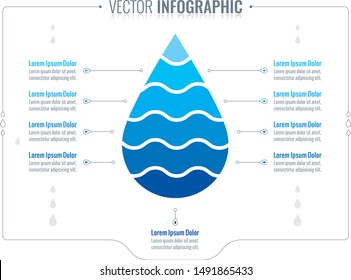 water drop infographic template. eight step information design. infographic template