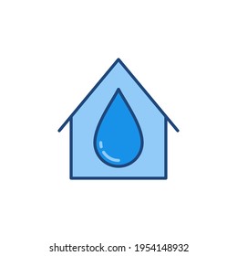 Water Drop Inside House vectorial concepto de icono coloreado o elemento logotipo