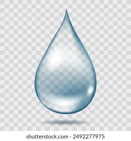 Water drop isolated. Aqua dew drip realistic on transparent background vector illustration