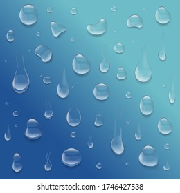 Water Drop Isolated Big Set Blue Background With Gradient Mesh, Vector Illustration