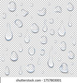 Water Drop Isolated Big Set Transparent Background With Gradient Mesh, Vector Illustration