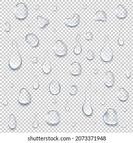 Water Drop Isolated Big Set Transparent Background With Gradient Mesh, Vector Illustration