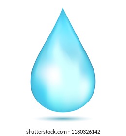 Water drop isolated on white background as nature or healthy food concept. vector illustration.