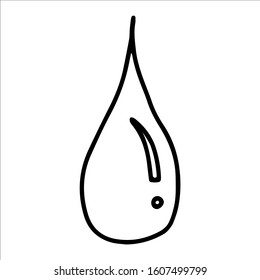 Water drop isolated on white background. Hand drawing line. One drop . Protect water. Vector illustration