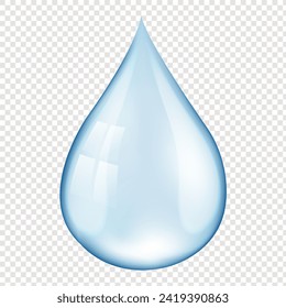 Water Drop And Isolated Transparent Background With Gradient Mesh, Vector Illustration