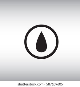 Water drop isolated vector sign. Oil drop flat vector icon. Liquid substance symbol vector illustration.