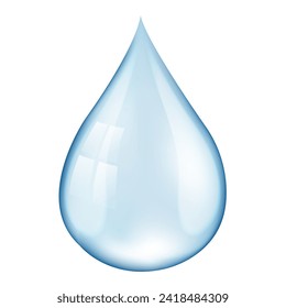 Water Drop And Isolated White Background With Gradient Mesh, Vector Illustration