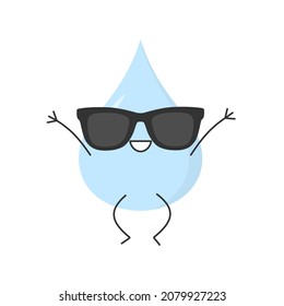 Water drop jumping cute funny character cartoon smile happy joy emotions icon vector illustration.