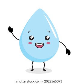 Water Drop Kawaii laugh Cartoon Mascot Illustrations