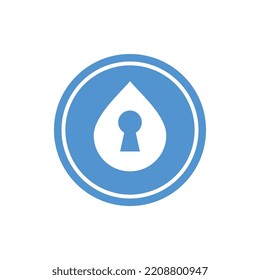 Water drop with keyhole logo vector, water lock icon design