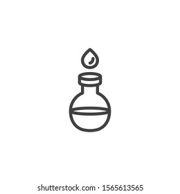 Water drop and laboratory flask line icon. linear style sign for mobile concept and web design. Water test tube outline vector icon. Symbol, logo illustration. Vector graphics