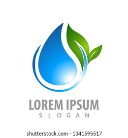 Water drop with leaf concept design. Symbol graphic template element 