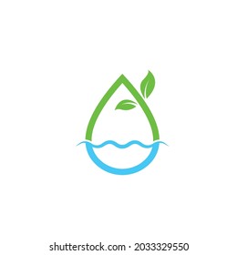 water drop leaf concept icon vector illustration design template