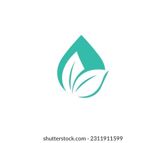 Water drop leaf concept logo template vector
