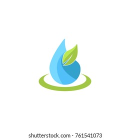 water drop leaf ecology logo