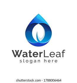 water drop with leaf gradient logo design vector template