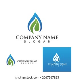 Water drop and leaf greeb   Logo Template vector illustration design
