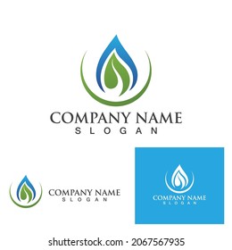 Water drop and leaf greeb   Logo Template vector illustration design
