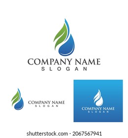 Water drop and leaf greeb   Logo Template vector illustration design
